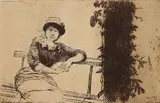 Guiseppe de Nittis, 3 Bll.: A Study in my garden. Vue pris a Londres. With a fan from the back, 1881, Etching