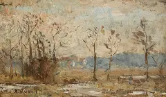 Landschaftsstudie by Rudolf Höckner, 1910, Oil on cardboard, sold Oct 2006