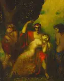 Adolf Frey-Moock, Bukolische Szene mit flötespielendem Pan, 1920, Oil on canvas