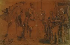 Pietro Longhi, Zugeschrieben - Galante Szene, Chalk drawing