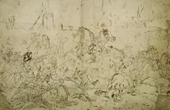 Jacques Courtois gen. Le Bourguignon, Zugeschrieben - Schlachtenszene, Brush and India ink drawing