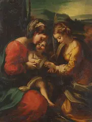Leonardo da Vinci, In der Art von - Maria mit dem Jesuskind, Oil on canvas