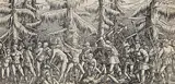 Nikolaus Hogenberg, Schlacht der Bauern gegen die Waldmenschen, 1522, Woodcut