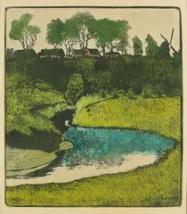 Arthur Illies, Alstertal vor Wellingsbüttel, 1900, Etching in colours