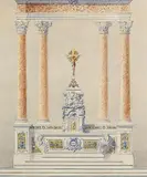 Joseph Galinier, Zugeschrieben - Entwurf für einen Altar, Pen and ink drawing