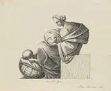 Marie Ellenrieder, Mutter mit zwei schlafenden Kindern, 1816, Pen and ink drawing