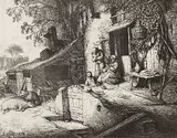 Adriaen van Ostade, 2 Bll.: Bauernstreit. Spinnerin