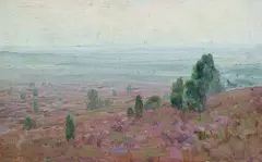 Friedrich Schwinge, 2 Gemälde: Heidelandschaften, 1885, Oil on canvas