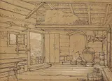 Johann Adam Klein, Umkreis - Berghütteninterieur