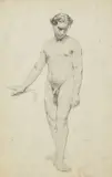 Ascan Lutteroth, Männlicher Akt, 1870, Pencil drawing