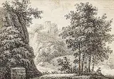 Ferdinand Kobell, Landschaft mit Burgruine, Pen and ink drawing