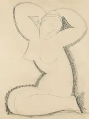 Amedeo Modigliani, Cariatide, 1913, Pencil drawing