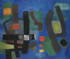 Fritz Winter, Große Komposition vor Blau, 1953, Oil on canvas
