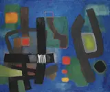 Große Komposition vor Blau by Fritz Winter, 1953, Oil on canvas, sold Jun 2006
