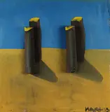 Durchschnittene Baumstämme by Markus Lüpertz, 1969, Oil, sold Jun 2006