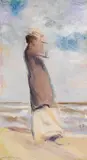 Max Liebermann, Dame mit Hut am Meer, 1904, Pastel