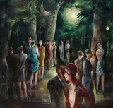 Albert Birkle, Nächtlicher Park, 1929, Oil