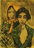 Otto Mueller, Zwei Zigeunerinnen, 1926, Lithograph in colours