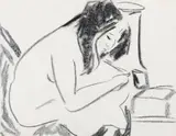 Sitzendes Mädchen by Ernst Ludwig Kirchner, 1907, Charcoal drawing, sold Jun 2006
