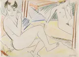 Max Pechstein, Akt vor dem Spiegel, 1919, Pencil drawing