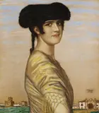 Franz von Stuck, Tochter Mary als Spanierin, 1916, Pastel