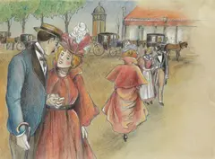 Théophile Steinlen, Les Amoureux du Dimanche, 1900, Coloured chalk drawing