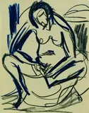 Sitzender weiblicher Akt by Ernst Ludwig Kirchner, 1925, Chalk drawing, sold Jun 2006