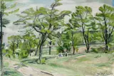 Waldemar Rösler, Landschaft mit spielenden Kindern, 1909, Oil on canvas