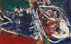 Komposition by Helmut Sturm, 1961, Oil on fibreboard, sold Jun 2006