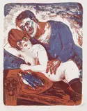 Otto Dix, Matrose und Mädchen, 1923, Lithograph in colours