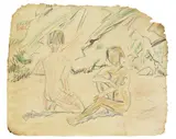 Erich Heckel, Zwei Frauen am Strand, 1926, Coloured pencil drawing