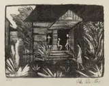 Otto Mueller, Russisches Haus mit Sonnenblumen, 1921, Lithograph