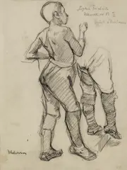 Studie zum Gemälde "Der zwölfjährige Jesus im Tempel" by Max Liebermann, 1878, Chalk drawing, sold Mar 2006