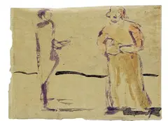 Emil Nolde, Zwei stehende Figuren (Theaterszene), 1910, Watercolour