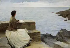 Frau am Meer by Paul Émile Chabas, 1890, Oil on canvas, sold Mar 2006