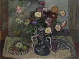 Hans Jüchser, Zinnien, 1966, Oil on fibreboard