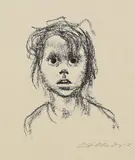 Kinderkopf (Lotte Nagel) by Käthe Kollwitz, 1925, Lithograph, sold Mar 2006
