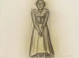 Ernst Barlach, Stehende, die Hände vor dem Leib gefaltet, 1915, Charcoal drawing