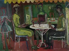 Karoline Wittmann, In der Eisdiele, 1957, Oil on fibreboard