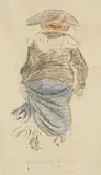 Rockraffende Frau mit Hut von hinten by Heinrich Zille, Charcoal, sold Mar 2006