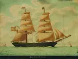 Mathieu Antoine Roux, Spanische Bark "Iginio S. Capto. Tom. Randich" vor Marseille, 1869, Watercolour