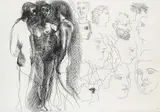 Pablo Picasso, Trois nus debout, avec esquisses de visages, 1927, Etching