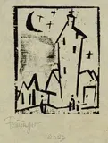 Lyonel Feininger, Kirche mit hohem Turm, 1920, Woodcut