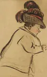 Frau mit Federhut by Heinrich Zille, Charcoal, sold Mar 2006