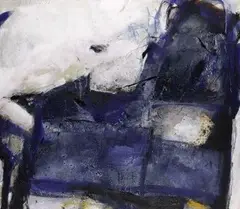Peter Tomschiczek, Tischbilder blau: Bild 2, 1988, Mixed media