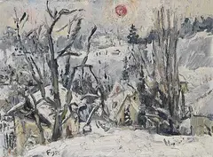 Franz Frank, Winterabend, 1956, Oil on canvas