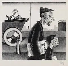 Georg Scholz, Zeitungsträger, 1921/1923, Lithograph on smooth paper with embossed stamp "EUPHORION" (cropped)