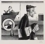 Georg Scholz, Zeitungsträger, 1921/1923, Lithograph on smooth paper with embossed stamp "EUPHORION" (cropped)
