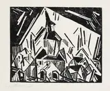 Lyonel Feininger, Rathaus von Zottelstedt, 2, 1918, Woodcut