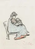 Laß man, Mieze, du wirst ooch noch dicker! Denn derfste ooch Karussel fahren by Heinrich Zille, 1903, Charcoal, sold Mar 2006